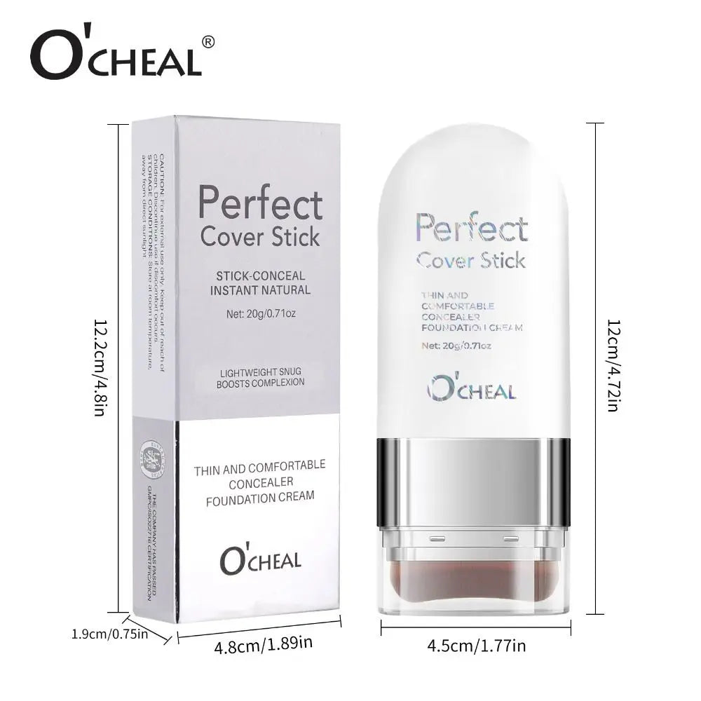 Thin and Comfortable Perfect Cover Stick Instant Natural Waterproof Concealer Foundation Stick Long-lasting Dewy Makeup