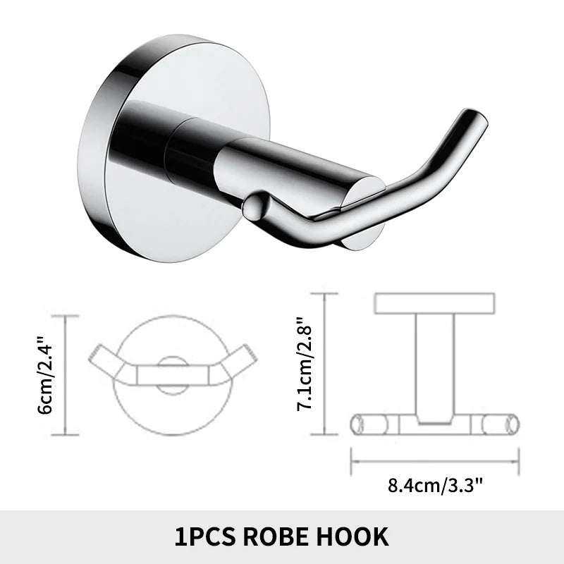 Bathroom Accessories Towel Rack Shelf Paper Holder Stainless Steel Toilet Brush Holder Hand Towel Ring Robe Hook Hanger Chrome
