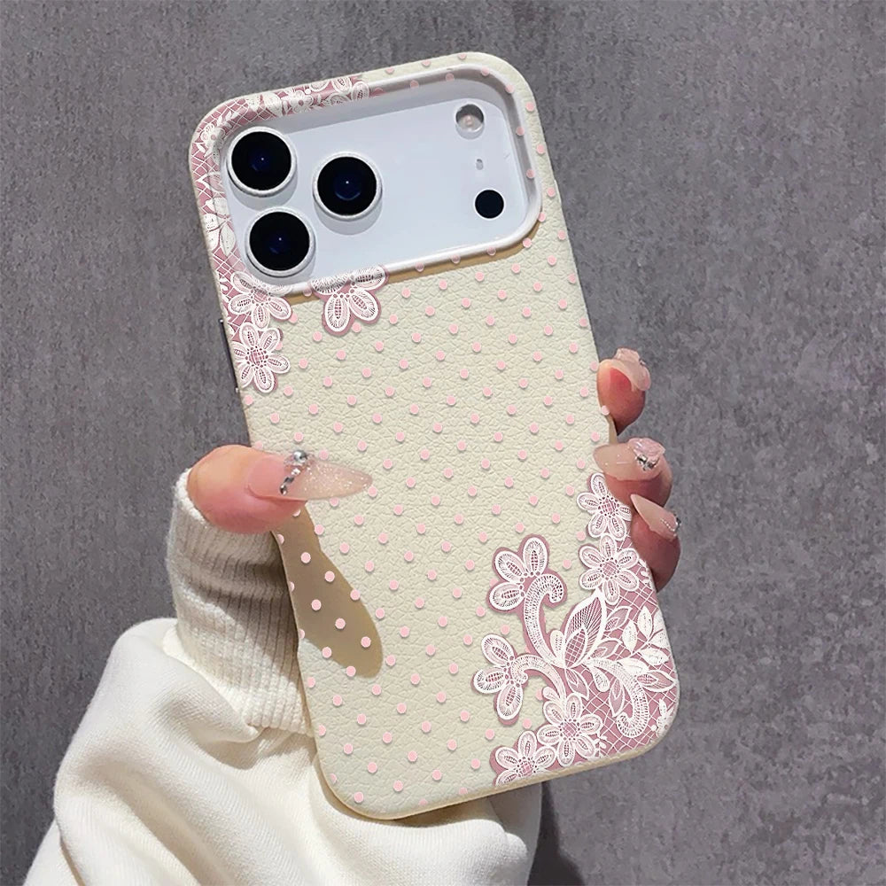 Case For IPhone 13 Case IPhone 14 Pro Max For IPhone 16 Pro 12 14 13 15 Pro Max 17 15 Plus Cover Polka Dot Lace Soft Fundas