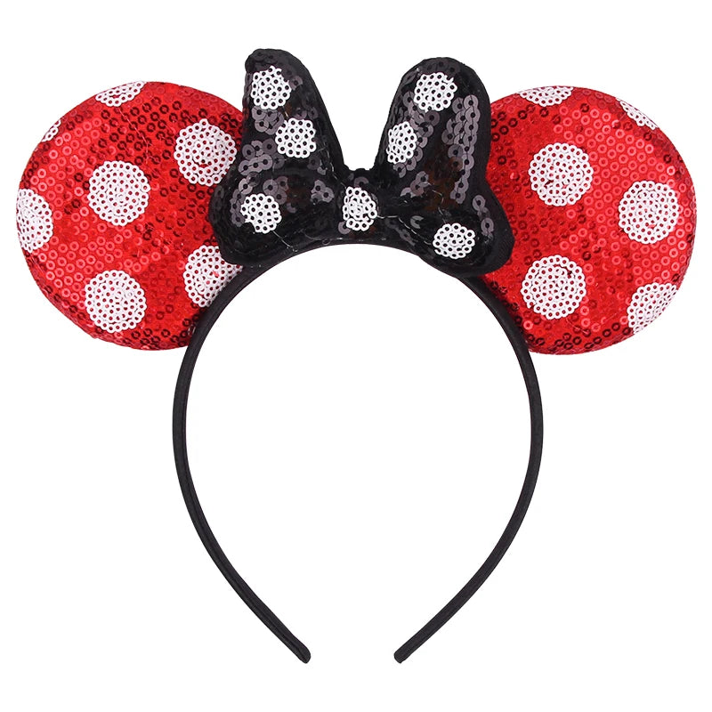 New Valentine's Day Mouse Ears Headband For Girls Women Sequins Love 5"Bow Hairbands Festival Party DIY Hair Accessories Femmes