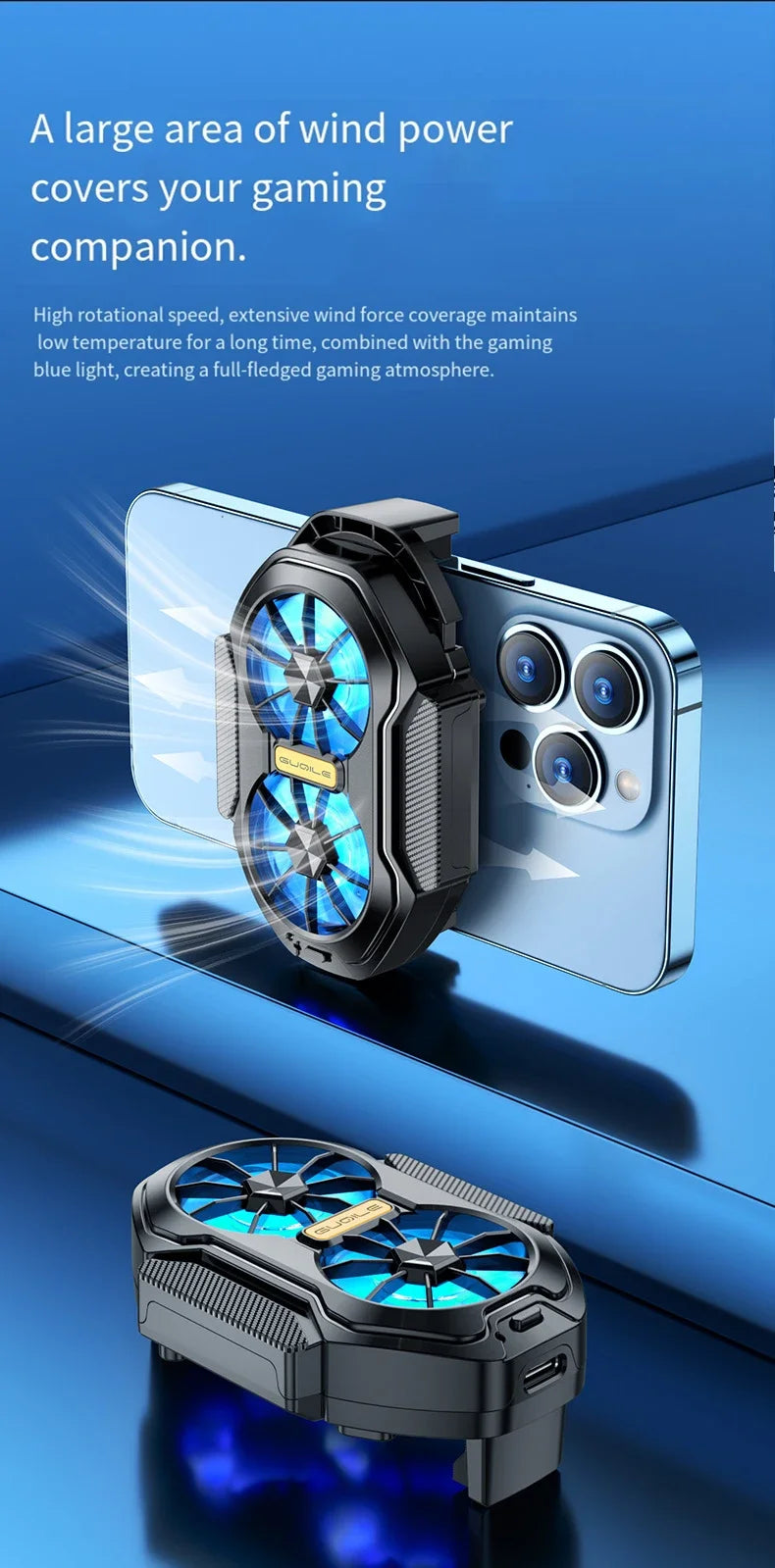 2025 New FS01 Dual - Fan Mobile Phone Cooler, Cools Down In 10 Seconds + Wireless Battery Life,  Relieves Heat  For Your Phone