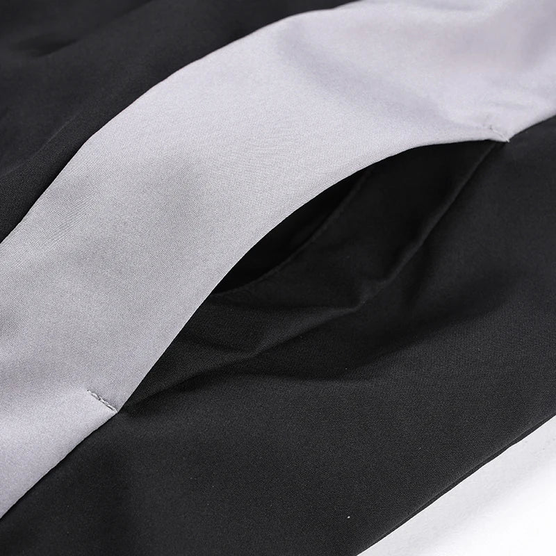 Jacket Man American Street Retro Color Block Stand Collar Jacket Zip Up Loose Trendy Letter Print Fashion Casual Streetwear Coat