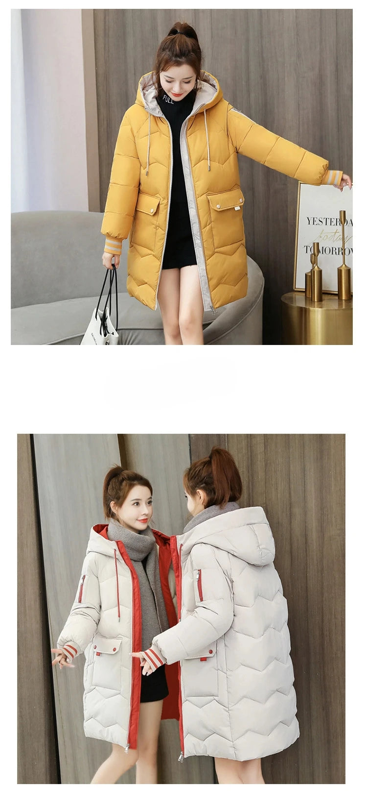 Winter Women Jacket Coats Long Parkas Female Down Cotton Hooded Overcoat Thick Warm Jackets Windproof Casual Student Coat