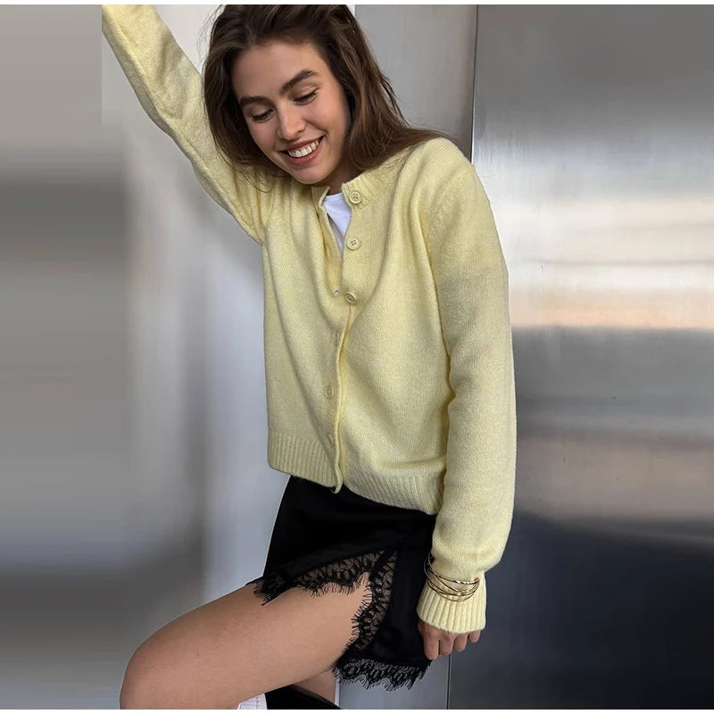 URBANCREW Marled Knit Cardigan — Cropped Casual Layer