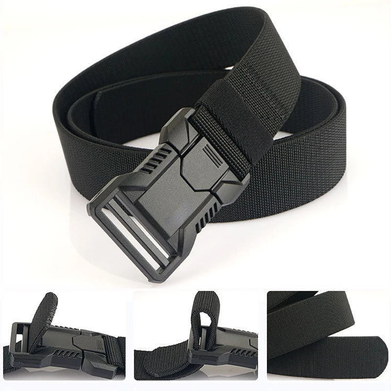 Nylon Tactical Belt Men Automatic Buckle Quick Release Military Belt Outdoor Casual Workwear Training Pants Heavy Duty Web Belt