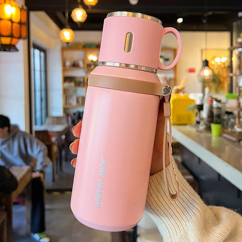 Premium Travel Coffee Mug Stainless Steel Double-Wall Leak-Proof 600ml Thermos Bottle for Office Business Style Tea & Coffee