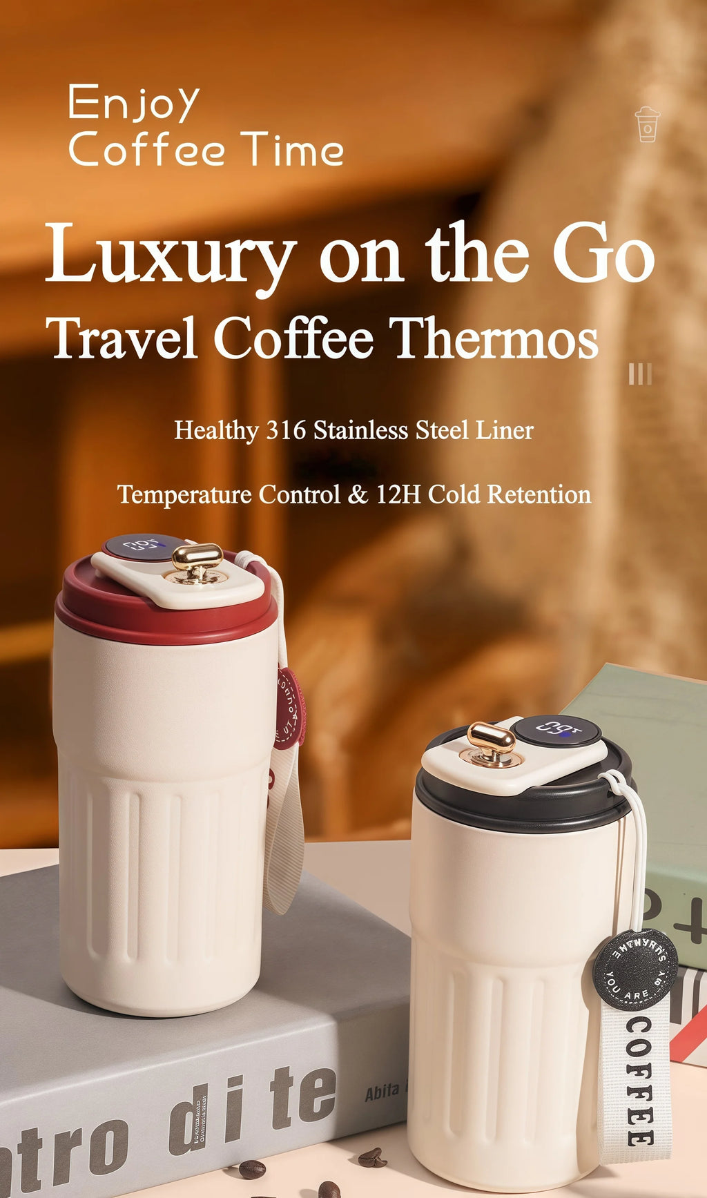 Smart Thermos Cup Bottle Water Digital LED Temperature Coffee Cup Stainless Steel Vacuum Cup Office Cup Business Drinking Mug