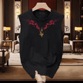 Trendy Pure Cotton Vest Vest T-shirt for Men's National Trendy Double Dragon Print Versatile Loose Round Neck Sleeveless Top