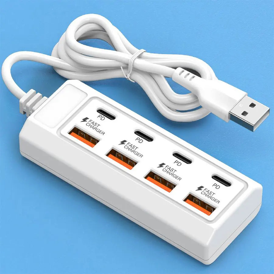 25W 8-in-1 USB Fast Charging Electrical Socket Type C Power Strip Charger Docking Station Power Outlet Adapter For Home Office
