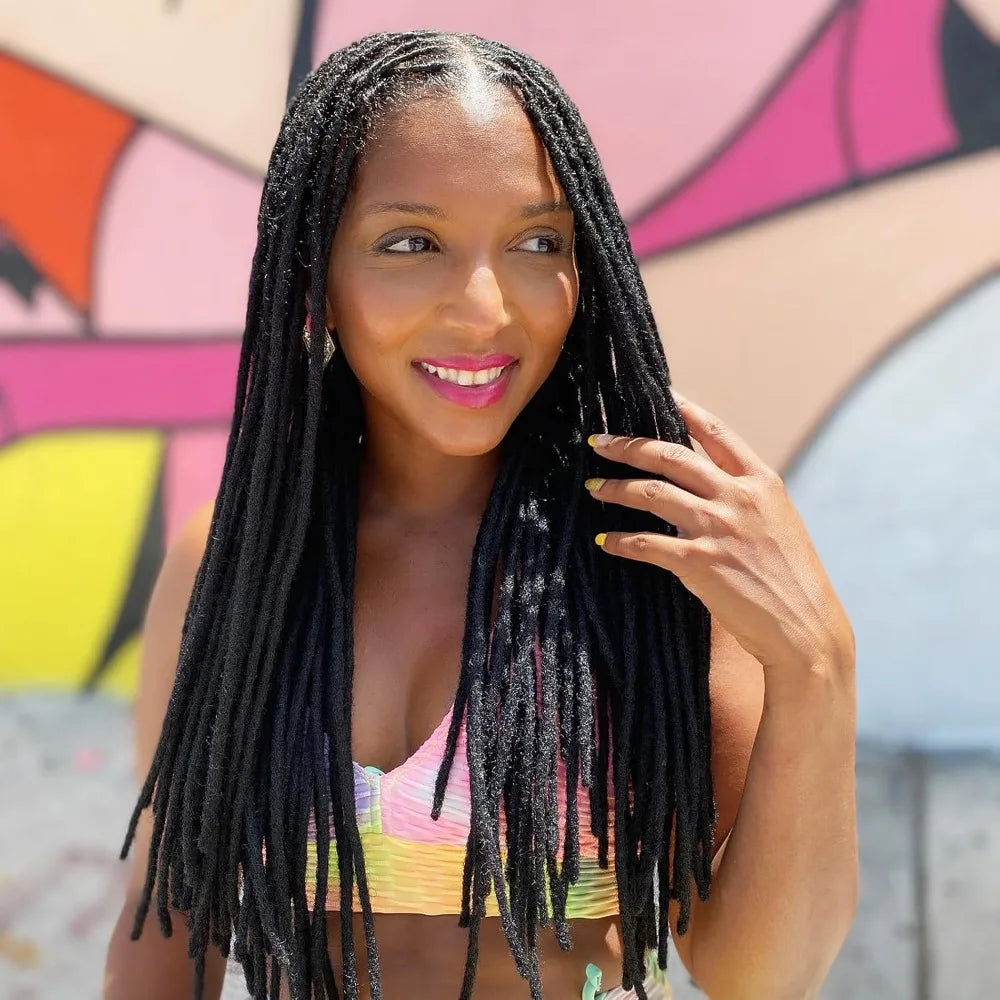 0.6 Cm Real Human Hair Dreadlock Extensions 4-18 Inch 10/40/70 Strands Full Handmade Locs Soft Natural Bulk Hair for Men Women