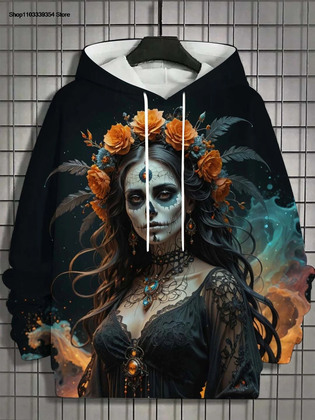 Women's Hoodie for Girls Autumn Fashion Men's Long Sleeve Tops Casual Women Clothes Horror Undead Woman Pattern 3D Unisex Tops