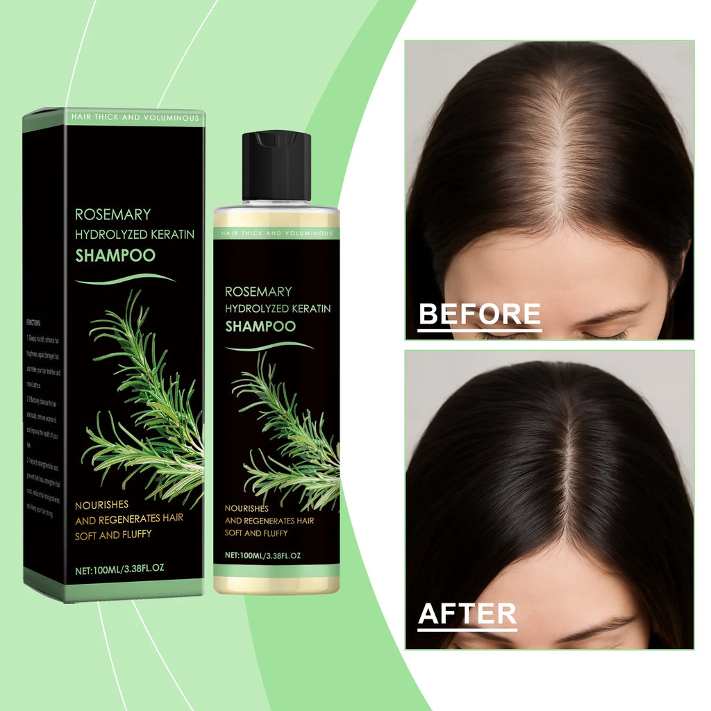4pcs Rosemary Hair Growth Shampoo Thickening Hydrolyzed Keratin Dry Frizzy Damaged Repair Moisturizing Scalp Cleaning Shampoo