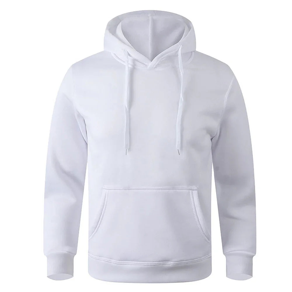 Autumn Winter Men Fleece Warm Mens Sweatshirt Casual Solid Color Streetwear Pullovers Sport School Fashion Hot Sale Hoodies