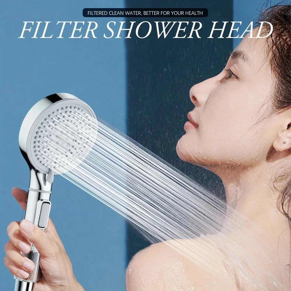 Filter Spray Five-speed Booster Large Panel Shower Head Home Shower Bath Handheld Shower Head Plus Hose Set