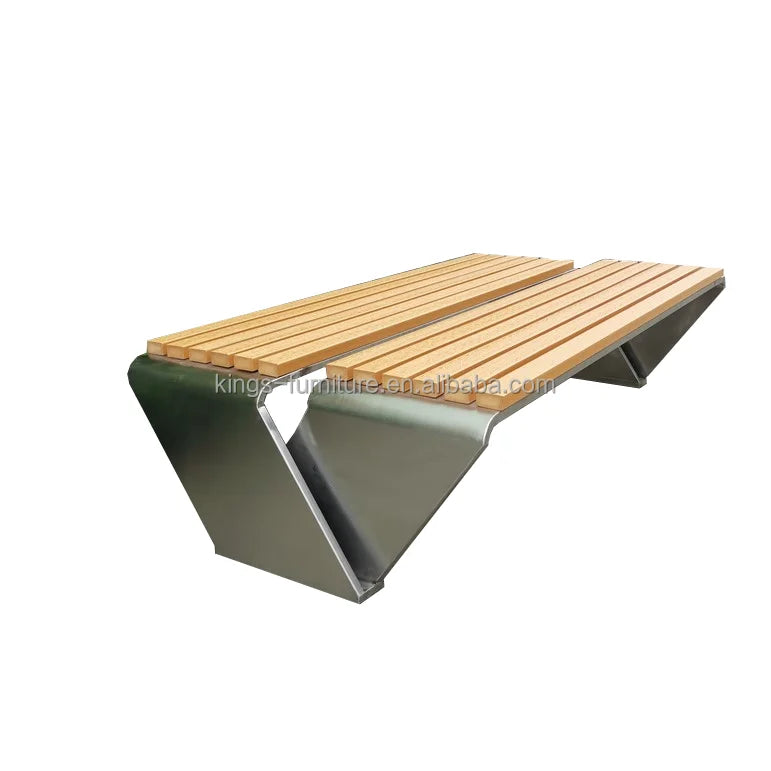 Stainless Steel Wooden Outdoor  Bench