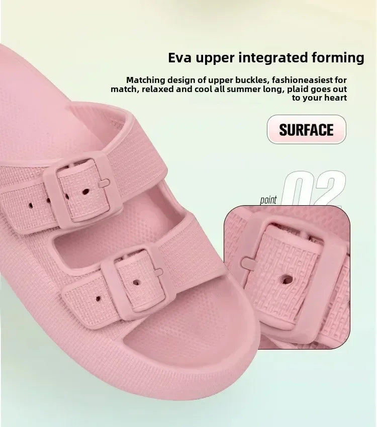 Women Summer Adjustable Sandals Bathroom Home Slippers Outdoor Beach Slides Cloud Casual Soft Flip Flops Non Slip Men Male House