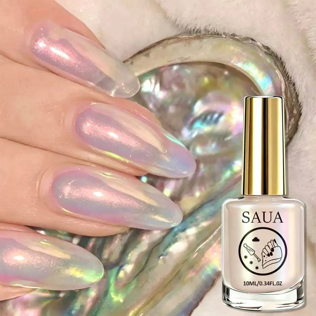 Colorful Aurora Polarized Nude Nail Polish 10ML, Gentle Versatile Color, Easy Application, Quick Dry, Glossy Transparent