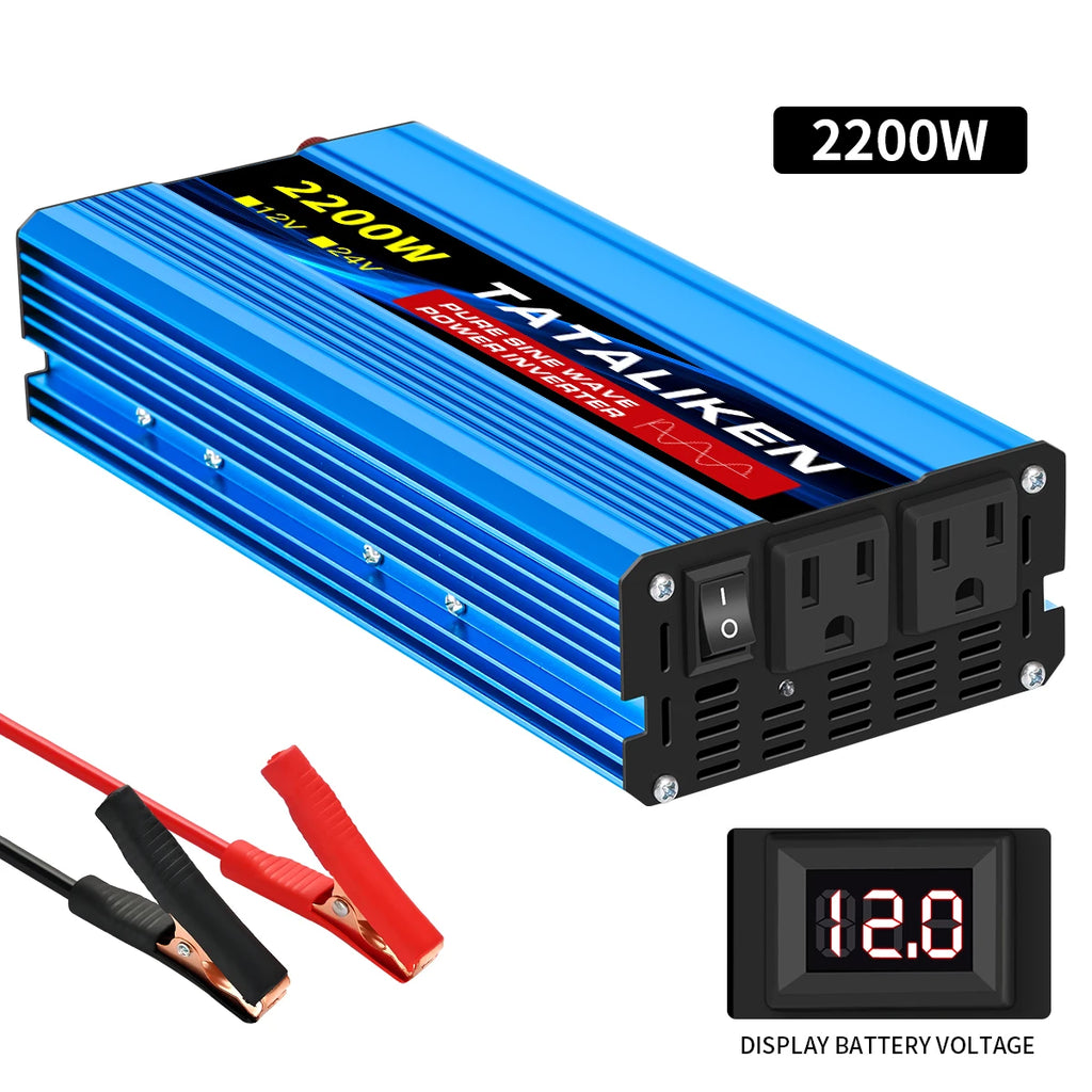 Power Inverter 10000W DC 12V to AC 110V 60HZ Pure Sine Wave Inverter with LCD Display Remote Control 4AC Outlets