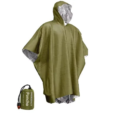 Emergency Rain Poncho Thermal Blanket Poncho Weather Proof Outdoor Survival Camping Gear Survival Gadgets