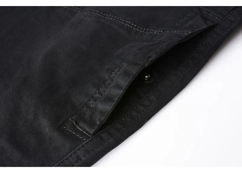 Streetwear Fashion Men Jeans Elastic Stretch Slim Fit Spliced Designer Casual Cargo Pants Hombre Hip Hop Joggers Men Overalls