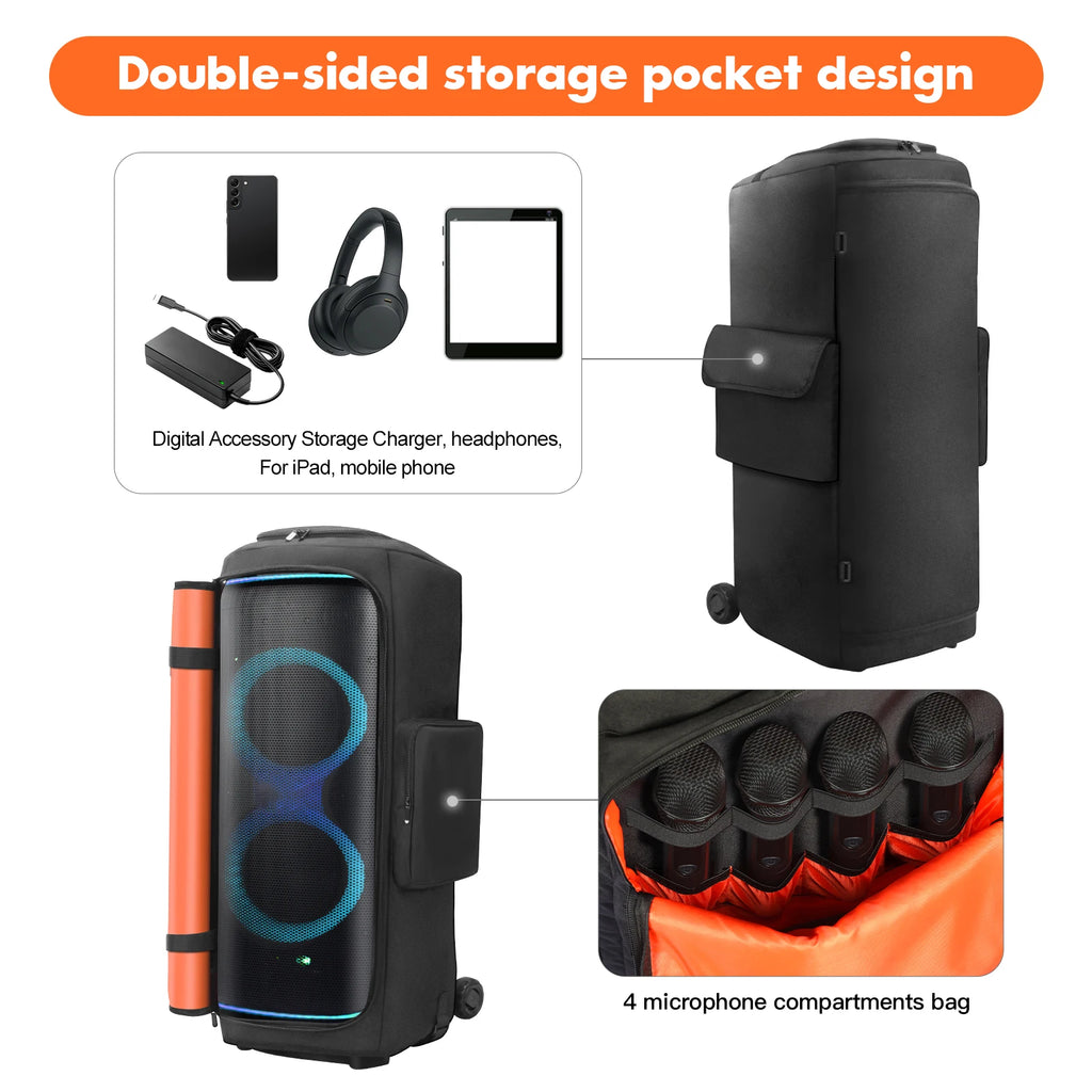 For JBL Partybox 720 Portable Speaker Dust Case with Mic Pocket Padded Speaker Protective Cover Wear-Resist Speakers Accessories