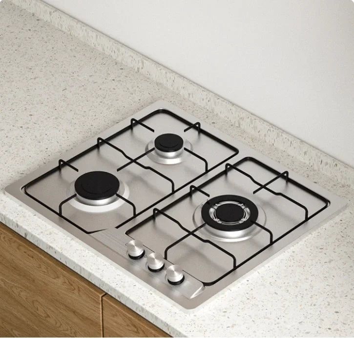 Boske 3 Burner Gas Stove Stainless Steel Panel High Power for Home Use Natural Gas LPG CEL