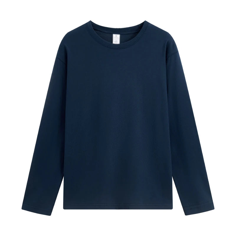 Long sleeve T-shirt Solid Color Top Tees Custom Print Your Design Autumn Plain Cotton Tshirts Plus Size Undershirts For Man