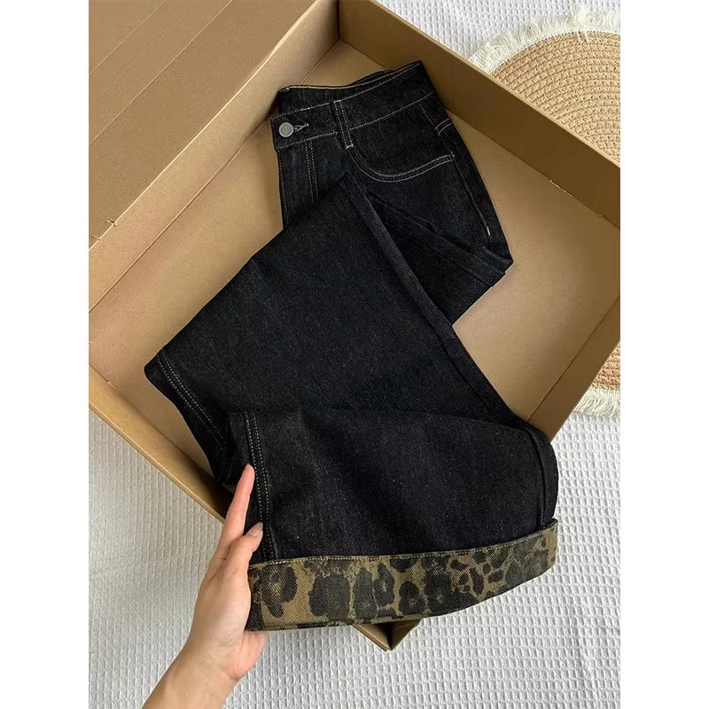 Streetwear Women Jeans New Bottoms  Pantalon Femme High Waist Vintage Straight Y2k Wide Leg Pants Casual Chic Denim Trousers