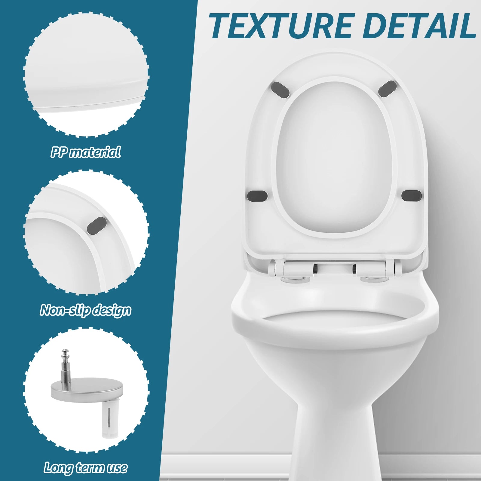 UV-Shaped Toilet Seat Slow Close Quiet Lid Thickened Durable Toilet Lid for Both Adults Children Universal Bathroom Accessories