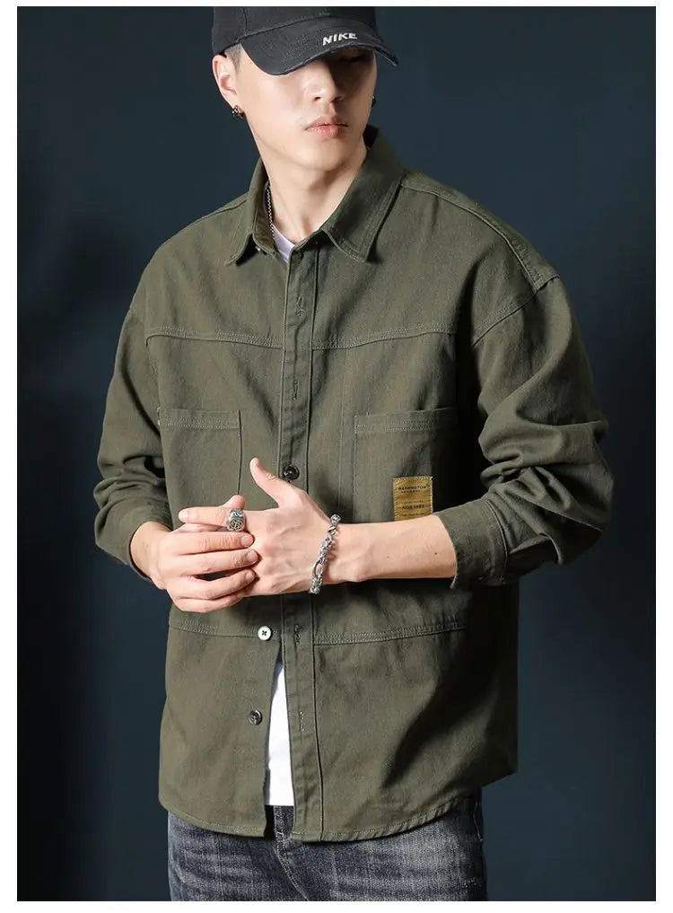 Oversized Men's Long Sleeve 100% Cotton Shirts Male Tops Big Size Fashion Casual Jacket Loose Fit Spring Outwear Plus Large 7XL