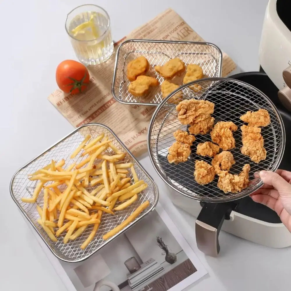 New Durable Stackable Air Fryer Rack Non-Stick Stainless Steel Airfryer Tray Grill Basket Kitchen Gadgets