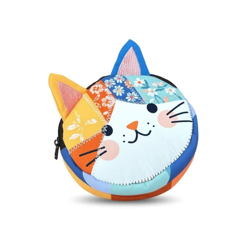 Waterproof Patchwork Coin Purse Cat Zipper Design Makeup Bag Storage Case Home Travel