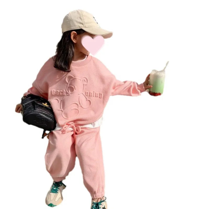 2026 Spring Children's Spring Clothes Round Neck Long Sleeve Sweater Boys and Girls Trendy Baby Stylish Children's Clothing 2PCS