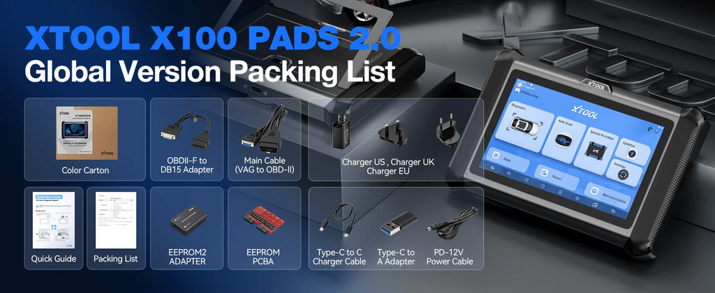 XTOOL X100 PADS V2.0 Key Programmer Automotive Scanner IMMO Read Write Chip All Key Lost OBD2 Diagnostic Tool With CANFD DOIP