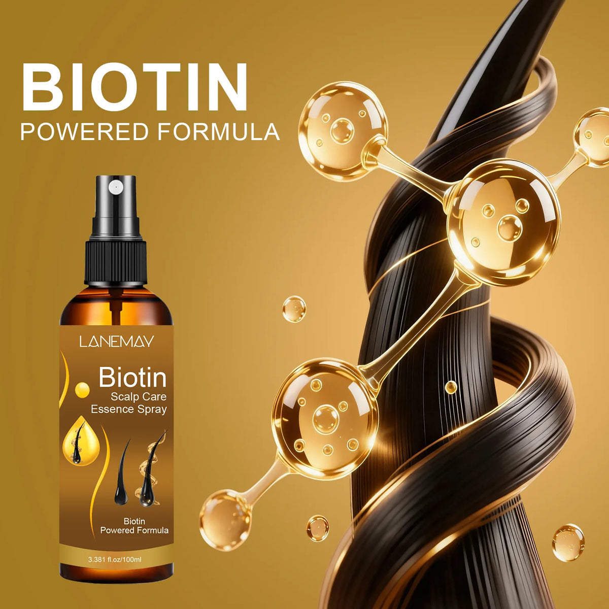 Biotin Scalp Care Essence Spray - Deeply Moisturizes, Hydrates and Protects Hair and Hair Follicles, Preventing Hair Loss 100ml