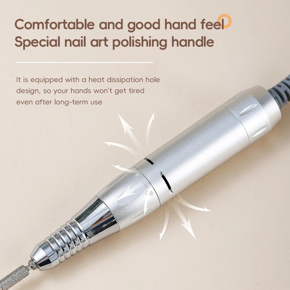 Professional 45000RPM Electric Portable Nail Drill Machine Rechargeable Low Noise Nail Sander File for Manicure Salon Tool