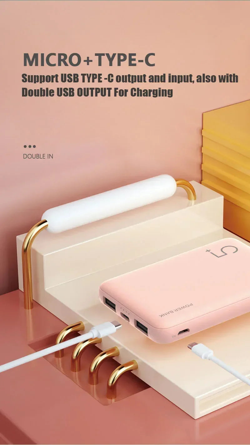 Power bank 5000mAh Ultra Silm External Battery Polymer  Portable Phone Charger Type C Power Bank For iPhone Xiaomi Mi Power bank