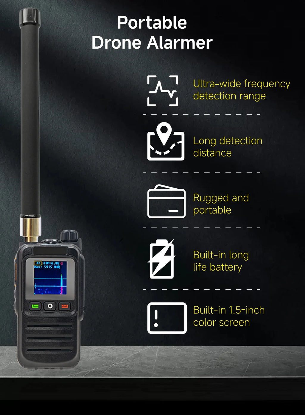 Portable Handheld Mobile Anti-Drone System Remote Control Drone Detection for Security & Protection