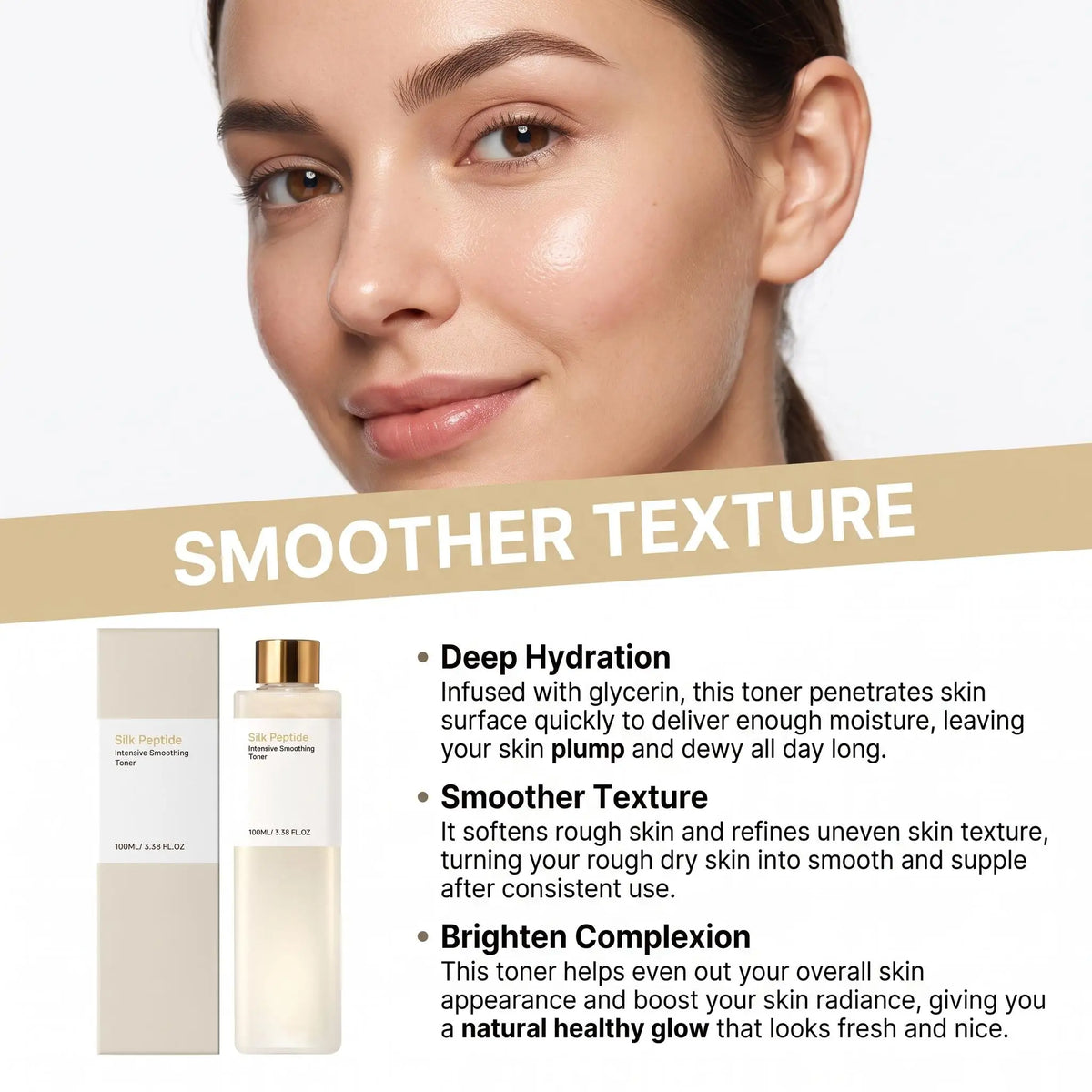Silky Peptide Toner Intense Smoothing Hydrating Gentle Skin Conditioning Lasting Moisture Soft Texture Makeup Base Facial Toner