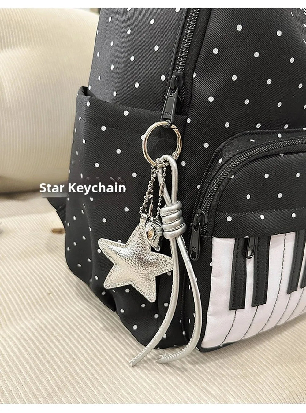 New Large Capacity Polka Dot Backpack Lightweight Multifunctional Piano Key Backpack Black Piano Mochilas for Women
