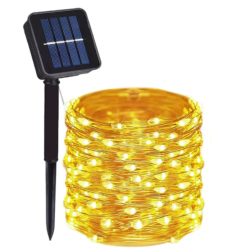 2~30M Ultra Long Solar String Fairy LED Light Outdoor Copper Waterproof Wedding Garland Decoration Garden Lights Party 8 Modes
