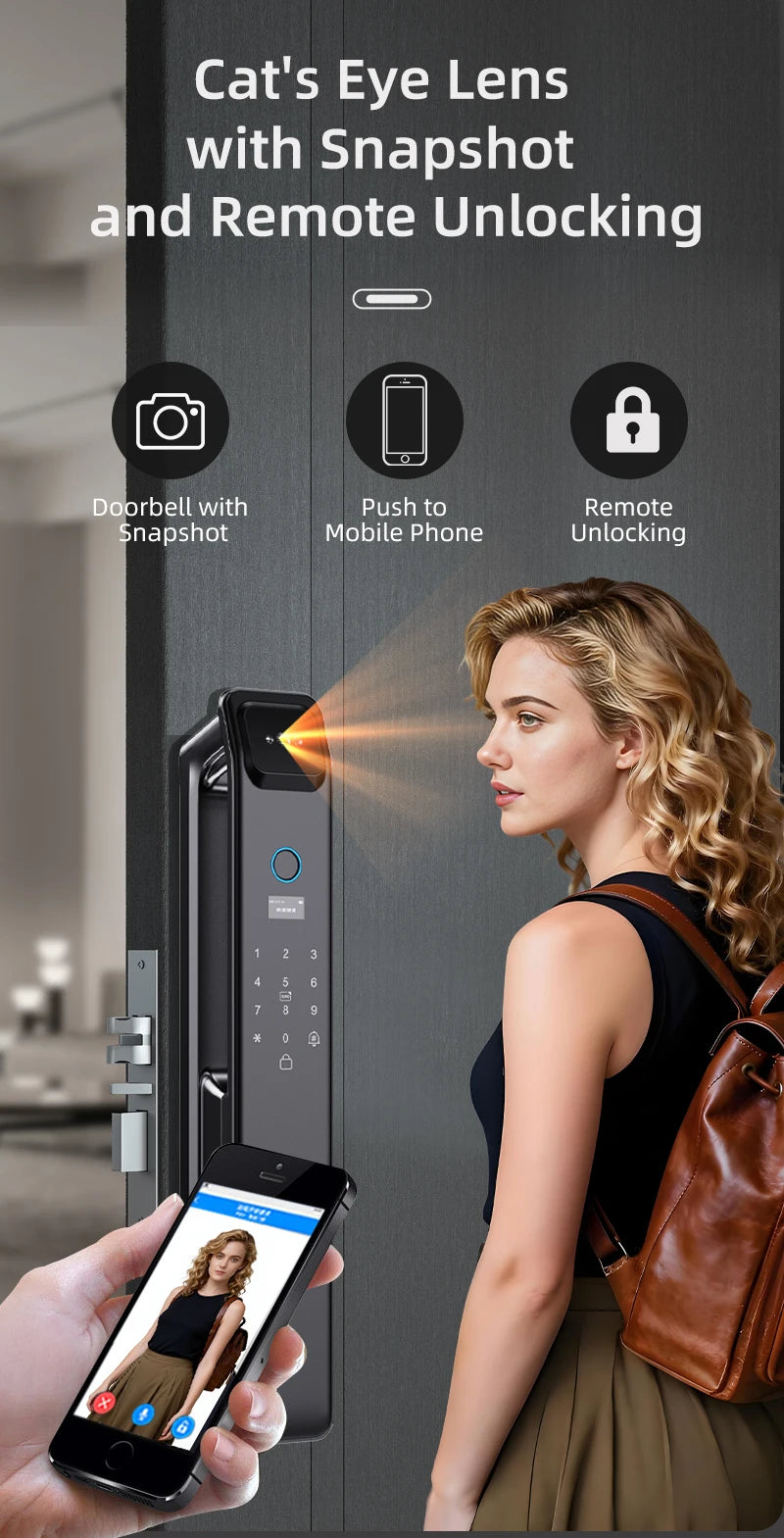 EGFirtor Password Door Lock Face Recognition Fingerprint Lock with Camera Biometric Smart Digit Lock