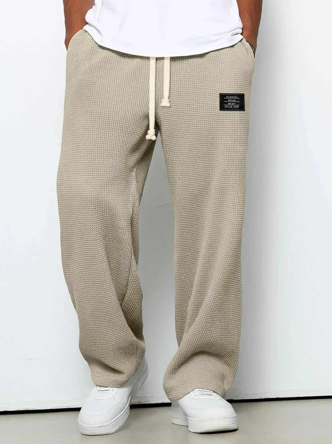 Waffle Straight Leg Pants Men's Summer New Style Wide Leg Pants Men's Youth Summer Casual Pants