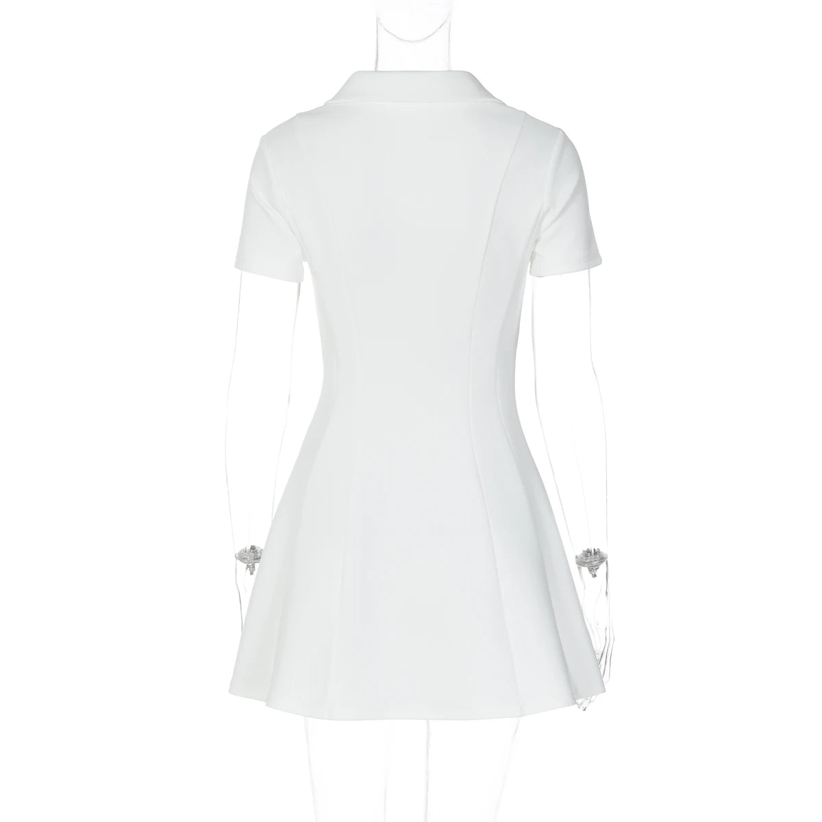 Dulzura Turn-Down Collar Short Sleeve Slim Fit Mini Dress Women'S Solid Sexy Elegant Dress Birthday Party Vacation Summer Outfit