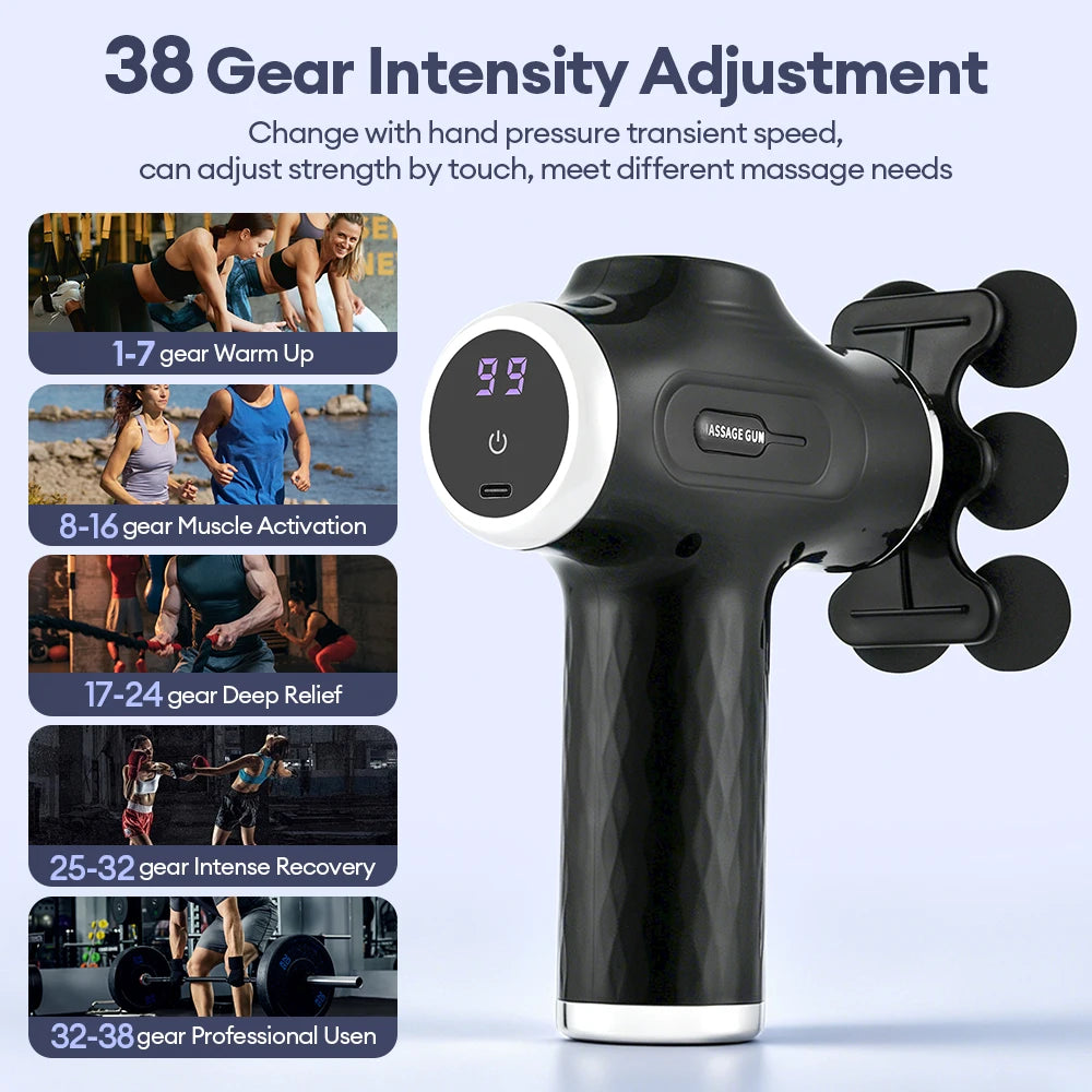 Professional Fascia Gun Mini Deep Tissue Massage Gun Wireless 38 Speed Level Electric Percussion Massager Body Muscle Relaxation