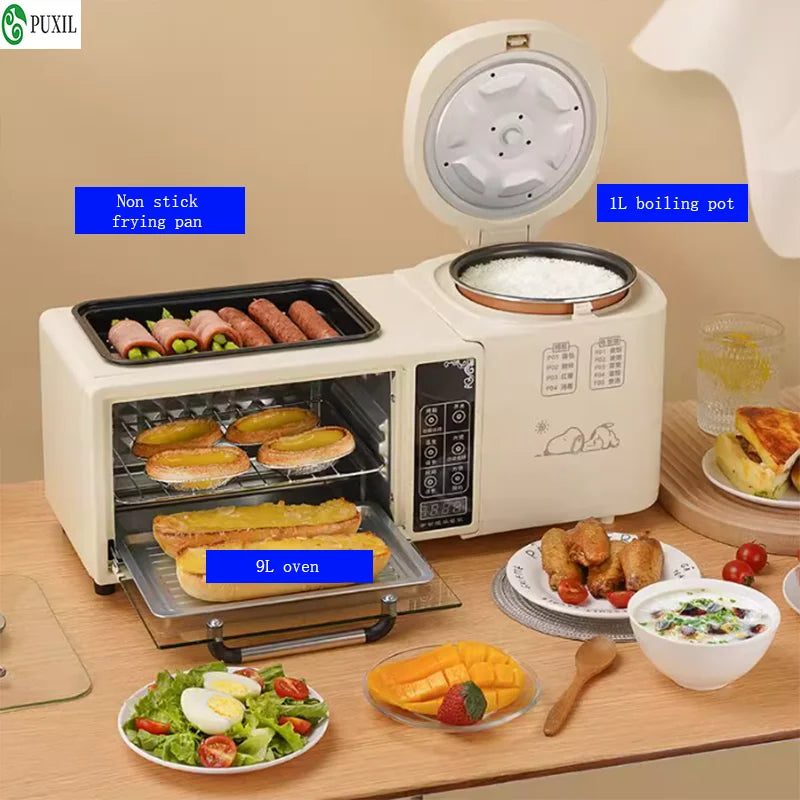 Three in one breakfast electromechanical rice soup stew pasta cooking pan food Mantou pizza oven egg fried egg frying pan toast