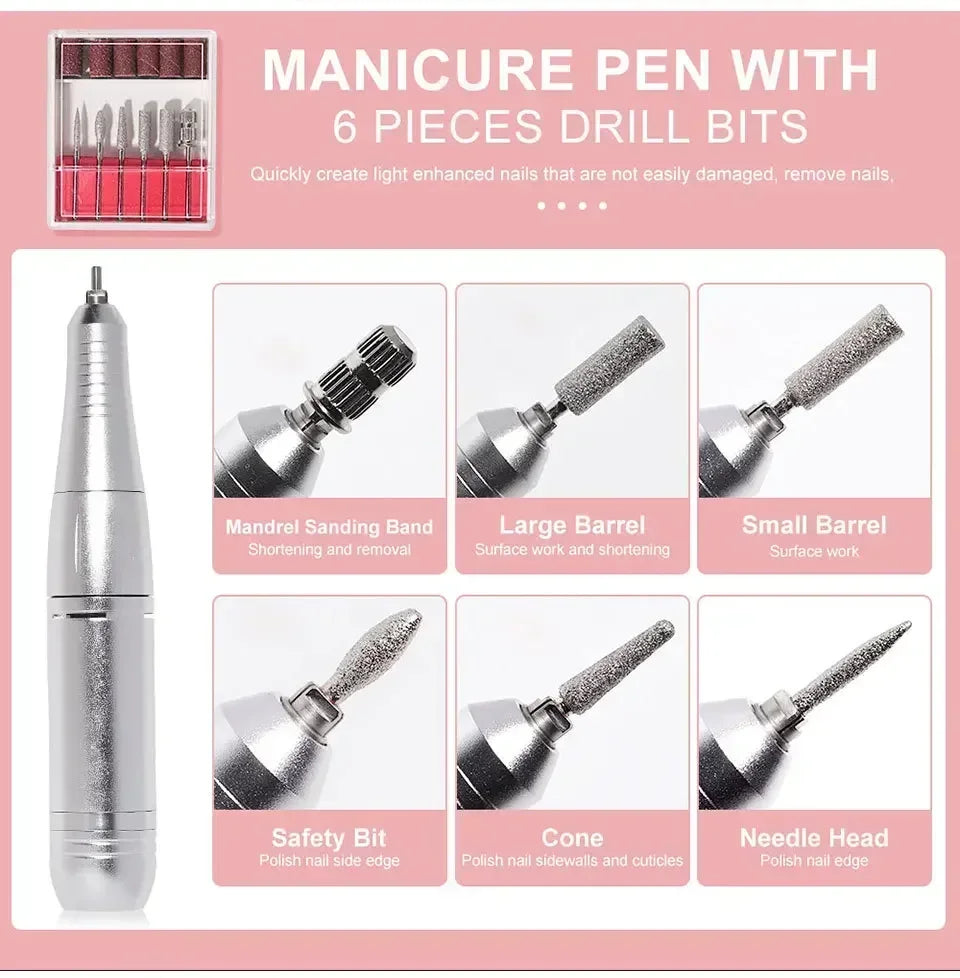 Original 45000RPM Professional Rechargeable Electric Nail Drill Machine Portable Cordless Nail File For Acrylic Gel Nails Remove