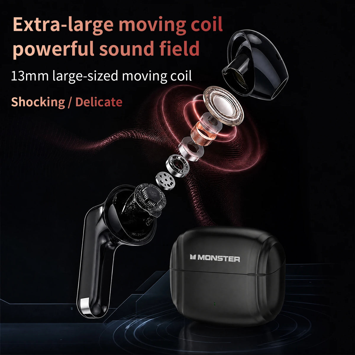 Monster Pure Aura HT10 TWS Wireless Bluetooth 6.0 Earphones Intelligent APP Custom EQ HD Noise Reduction Call Sports