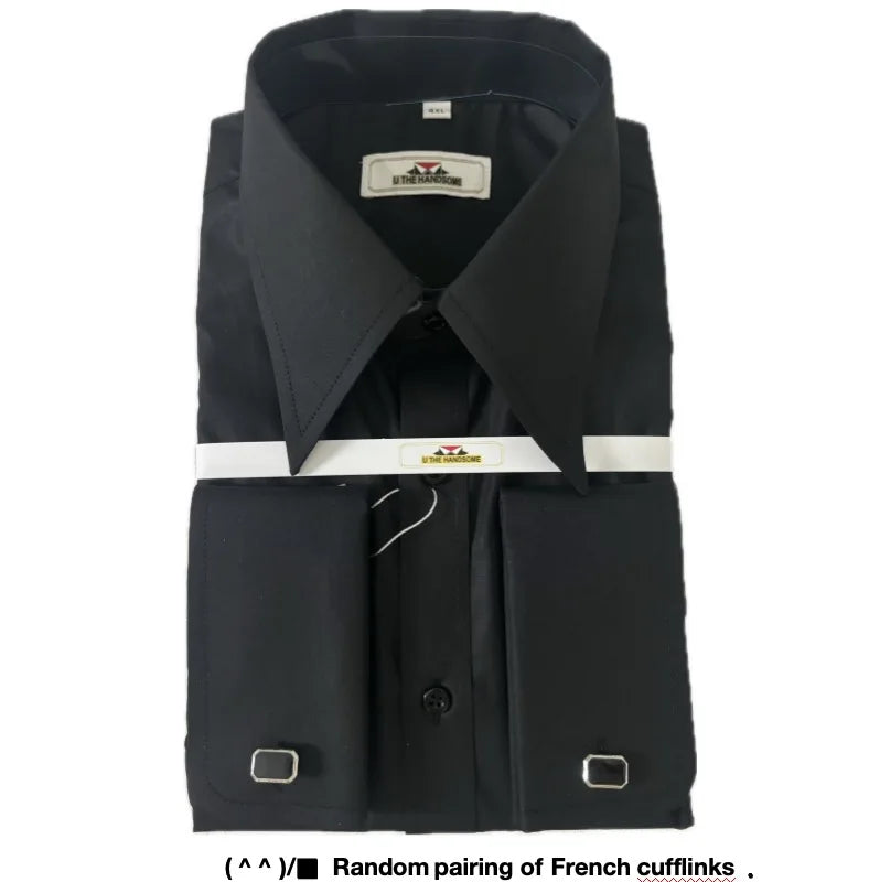 Men's classic shirt retro fashion brand long pointed collar - French cuffs authentic retro custom shirt business party social