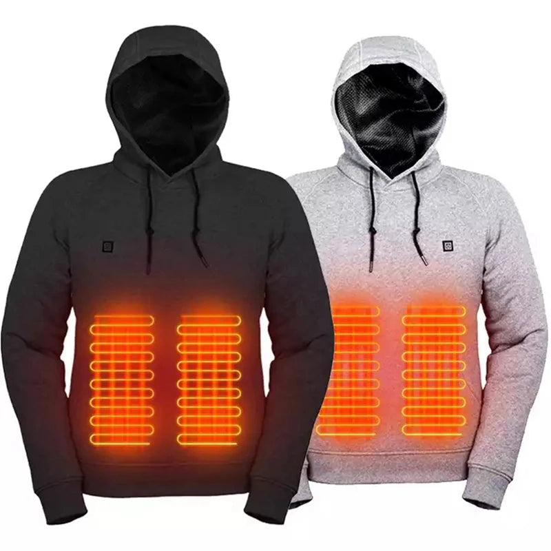 Men's Winter Warm Heated Hoodie 2026 Outdoor Electric USB Charging Heat Jacket Outdoor Sportswear Electric Heated Clothes